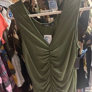 Cure Olive Green Ruched Tank Top‎